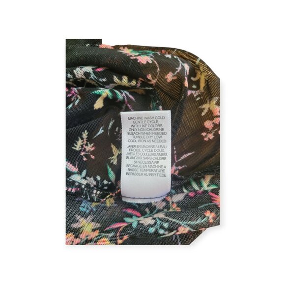 AFRM Black Semi-Sheer Floral Mesh Top Medium - Picture 9 of 10